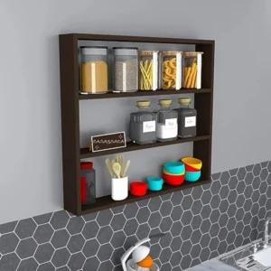 Organize with Elegance: 4 Tier Spice Rack Wooden Kitchen Wall Shelves