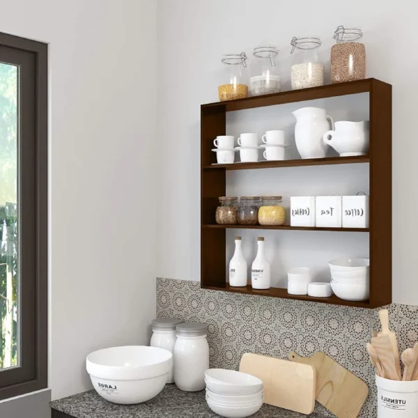 Organize with Elegance: 4 Tier Spice Rack Wooden Kitchen Wall Shelves - Image 4