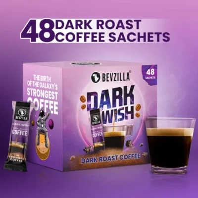 Bevzilla Dark Roast Coffee - Bold & Intense, 5X Stronger - 48 Sachets