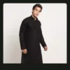 Men's Chikankari Black Kurta - Classic Cotton Blend Ethnic Attire