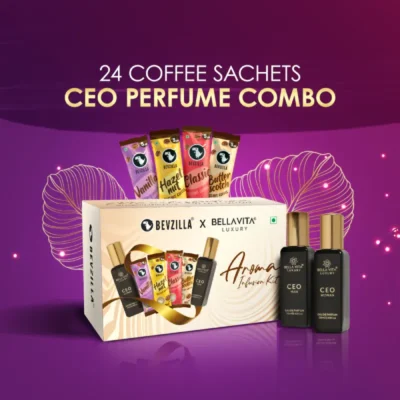 Bevzilla Aroma Infusion Kit: 24 Coffee Sachets & 2 Luxury Perfumes
