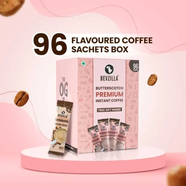 Bevzilla 96 Butterscotch Coffee Sachets Box - 100% Pure Arabica Beans