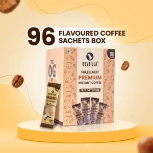 Bevzilla Hazelnut Coffee Sachets Box - 96 Sachets of Pure Arabica Bliss