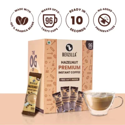 Alternative view of Bevzilla Hazelnut Coffee Sachets Box - 96 Sachets of Pure Arabica Bliss