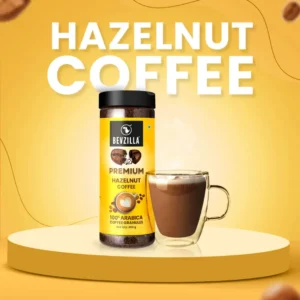 Bevzilla Premium Hazelnut Coffee Powder - 200g (100 Cups) Arabica Instant