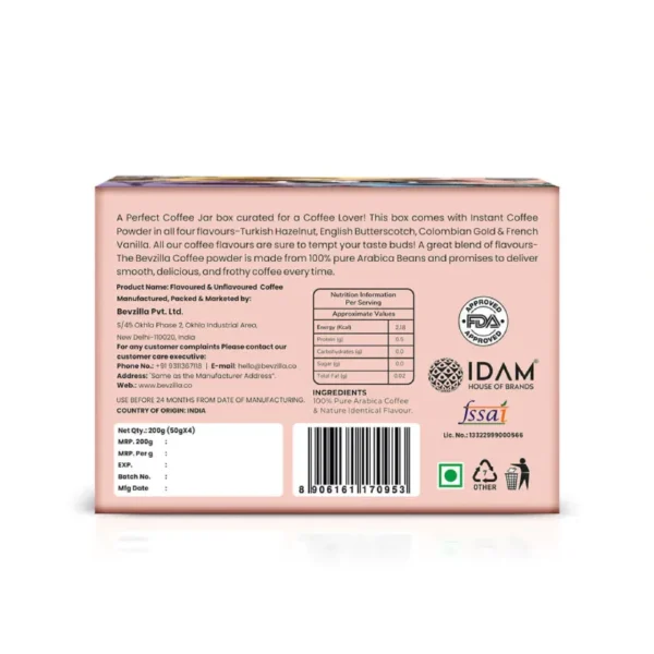 Bevzilla Flavoured Coffee Powder Combo - 4 Irresistible Flavors (50g Each) - Image 4