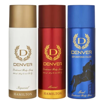 Denver Honour, Sporting Club Goal & Imperial Deodorant Spray Pack - Long-Lasting Freshness for Men