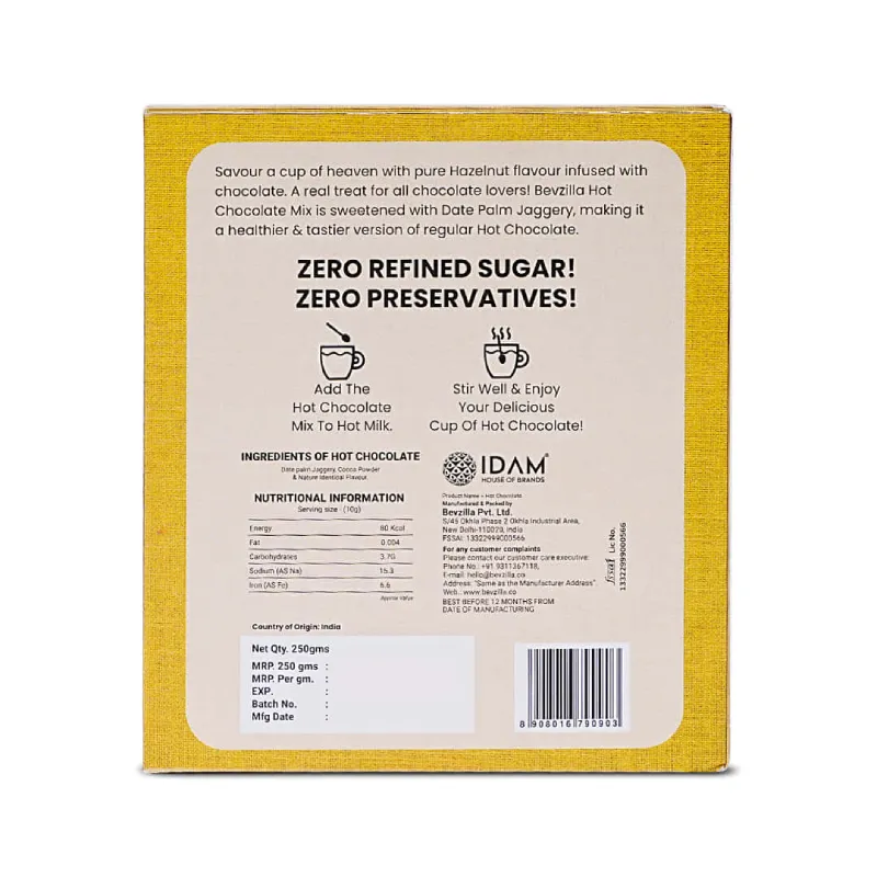 Bevzilla Hazelnut Hot Chocolate Mix - Organic & Sugar-Free Bevzilla Hazelnut Hot Chocolate Mix - Organic & Sugar-Free - Image 6