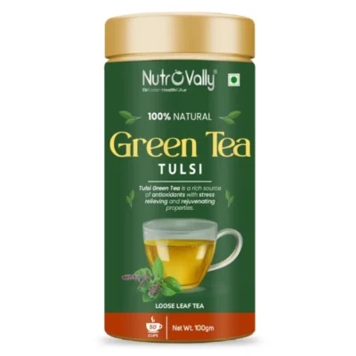NutroVally Tulsi Green Tea, 100gm - Stress Relief & Metabolism Boost