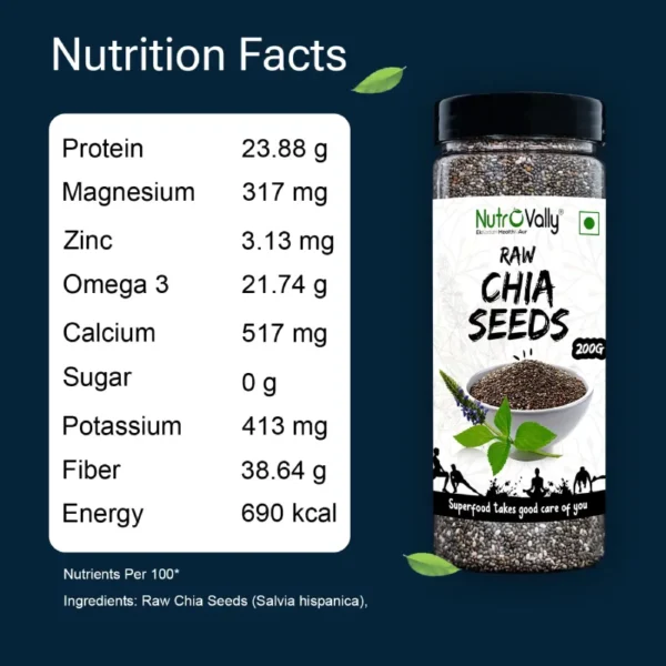 NutroVally Raw Chia Seeds 200gm - Powerhouse of Nutrition - Image 4
