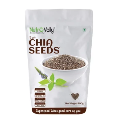 NutroVally Premium Chia Seeds - 800g Vegetarian Pack for Weight Loss & Immunity