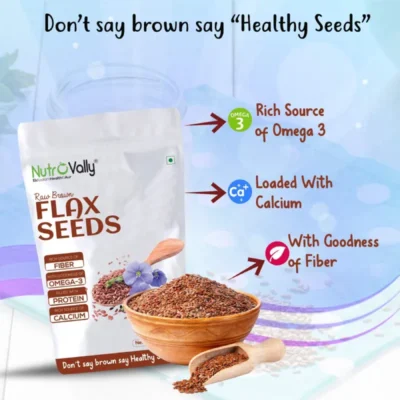 Alternative view of NutroVally Raw Brown Flax Seeds 400g - Omega-3 & Fiber-Rich