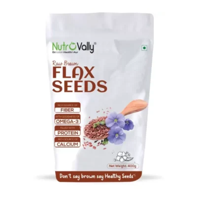NutroVally Raw Brown Flax Seeds 400g - Omega-3 & Fiber-Rich