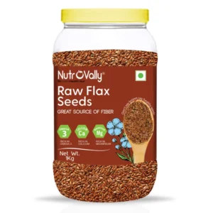NutroVally Raw Flax Seeds - Omega 3 & Fiber-Rich, 1Kg