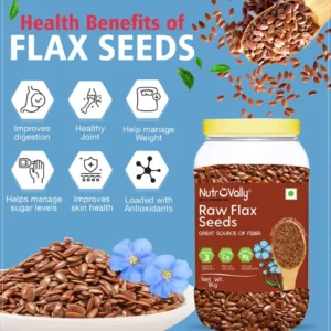 Alternative view of NutroVally Raw Flax Seeds - Omega 3 & Fiber-Rich, 1Kg