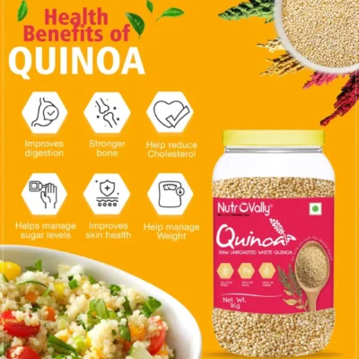 Alternative view of NutroVally Raw Unroaster White Quinoa, 1Kg - High Fiber & Antioxidant-Rich