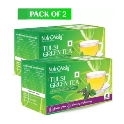 NutroVally Tulsi Green Tea for Stress Relief & Weight Loss (50 Sachets)