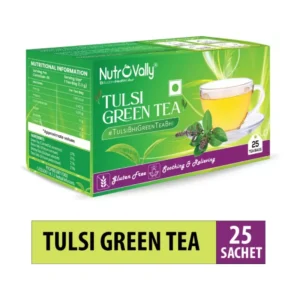 NutroVally Tulsi Green Tea - Stress-Relieving & Weight Loss Tea (25 Sachets)