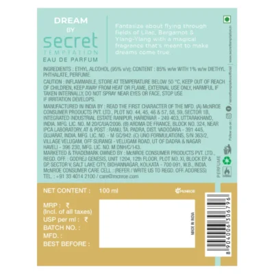 Secret Temptation Dream Perfume for Women, 100ml