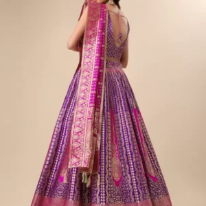 Alternative view of Shoppy Purple Art Silk Zari Work Lehenga Choli - Semi-Stitched