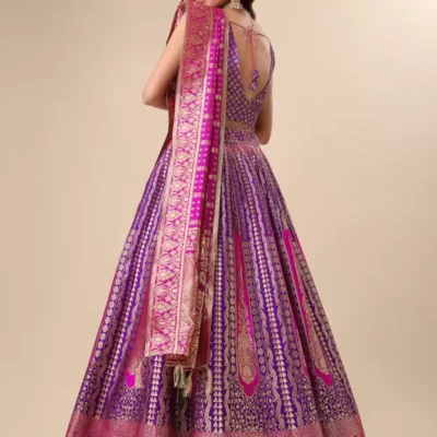 Alternative view of Shoppy Purple Art Silk Zari Work Lehenga Choli - Semi-Stitched