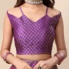 Shoppy Purple Art Silk Zari Work Lehenga Choli - Semi-Stitched