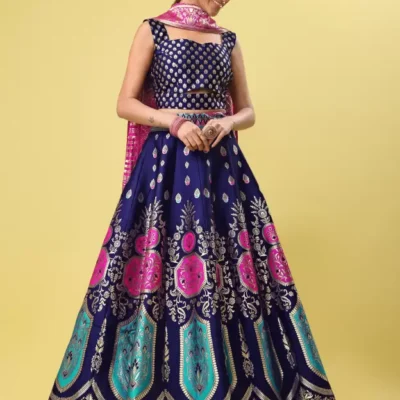 Shopsy Navy Blue Zari Work Lehenga Choli - Wedding & Festive Ready