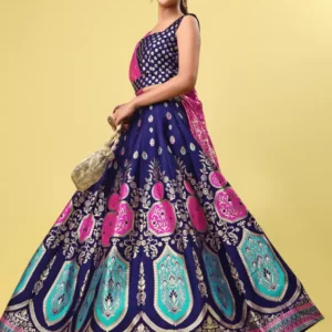 Alternative view of Shopsy Navy Blue Zari Work Lehenga Choli - Wedding & Festive Ready