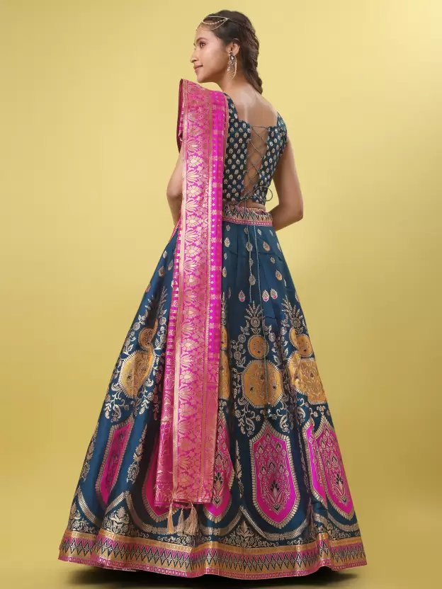 Shopsy Rama Zari Work Lehenga Choli - Festive Elegance Shopsy Rama Zari Work Lehenga Choli - Festive Elegance - Image 2