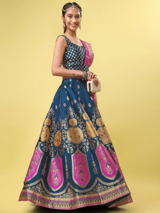 Shopsy Rama Zari Work Lehenga Choli - Festive Elegance Shopsy Rama Zari Work Lehenga Choli - Festive Elegance - Image 5