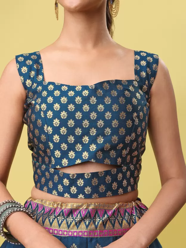 Shopsy Rama Zari Work Lehenga Choli - Festive Elegance Shopsy Rama Zari Work Lehenga Choli - Festive Elegance - Image 6