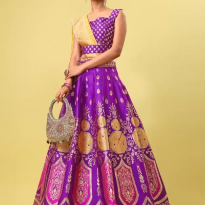 Shopsy Wine Embellished Lehenga Choli - Art Silk & Jacquard