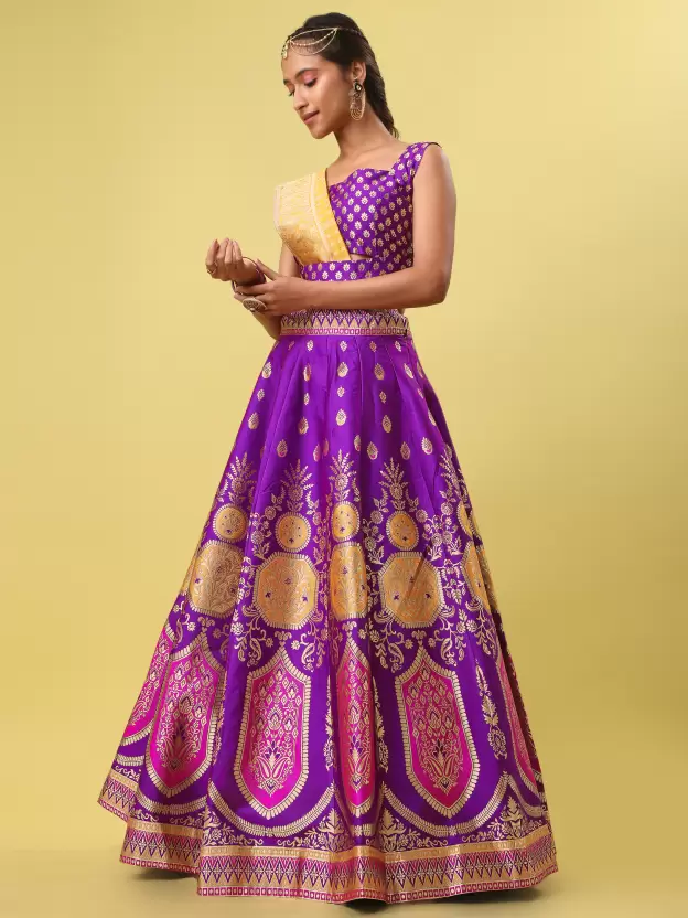 Shopsy Wine Embellished Lehenga Choli - Art Silk & Jacquard Shopsy Wine Embellished Lehenga Choli - Art Silk & Jacquard - Image 3