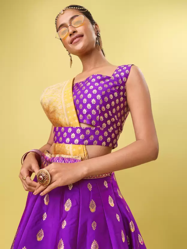 Shopsy Wine Embellished Lehenga Choli - Art Silk & Jacquard Shopsy Wine Embellished Lehenga Choli - Art Silk & Jacquard - Image 4