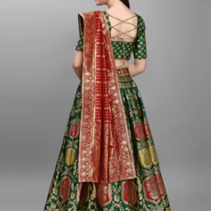 Alternative view of Shopsy Dark Green Zari Work Lehenga Choli - Festive & Wedding Wear