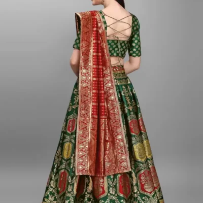 Alternative view of Shopsy Dark Green Zari Work Lehenga Choli - Festive & Wedding Wear