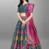 Shopsy Teal Zari Work Semi-Stitched Lehenga Choli