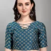 Shopsy Teal Zari Work Semi-Stitched Lehenga Choli