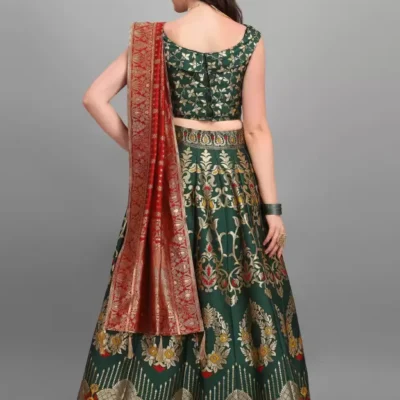 Alternative view of Shopsy Dark Green Semi-Stitched Lehenga Choli - Elegance & Tradition