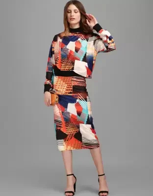 Shopsy Multicolor Crepe Co-ords Set with Printed Palazzos