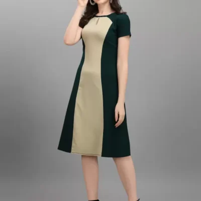 Shopsy Elegant Light Olive A-line Dress for Women - Versatile & Comfortable