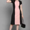 Shopsy Chic Peach & Black A-Line Dress - Women's Western Wear