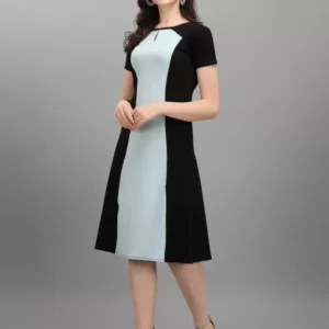 Elegant Shopsy Women's A-line Dress - Sky Blue & Black