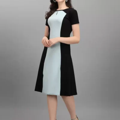 Elegant Shopsy Women's A-line Dress - Sky Blue & Black