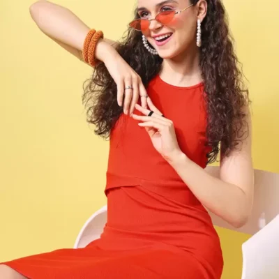 Shopsy Women's A-line Orange Dress - Fashion Forward Elegance