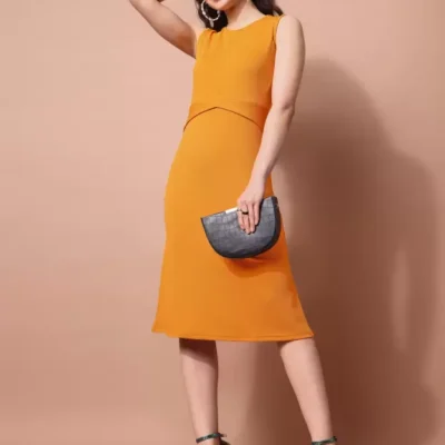 Shopsy Women A-line Yellow Dress - Vibrant Knee-Length Elegance