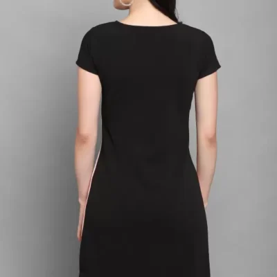 Alternative view of Shopsy Women's Peach and Black ColorBlocked Bodycon Dress - Elegant Above Knee Length