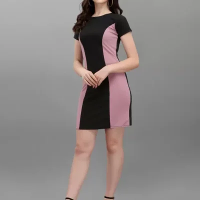 Shopsy Women's Elegant Purple & Black Bodycon Dress