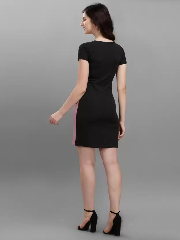 Shopsy Women's Elegant Purple & Black Bodycon Dress Shopsy Women's Elegant Purple & Black Bodycon Dress - Image 2