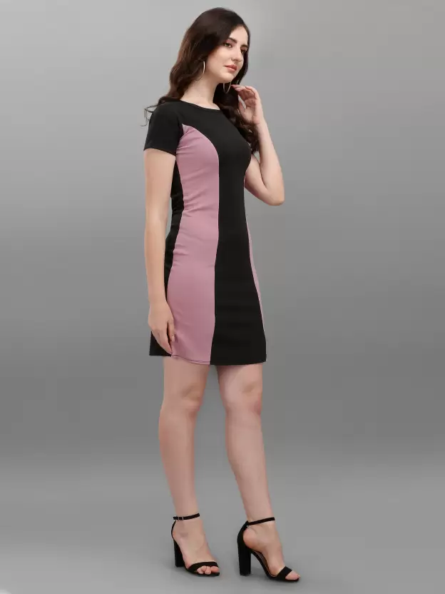 Shopsy Women's Elegant Purple & Black Bodycon Dress Shopsy Women's Elegant Purple & Black Bodycon Dress - Image 4